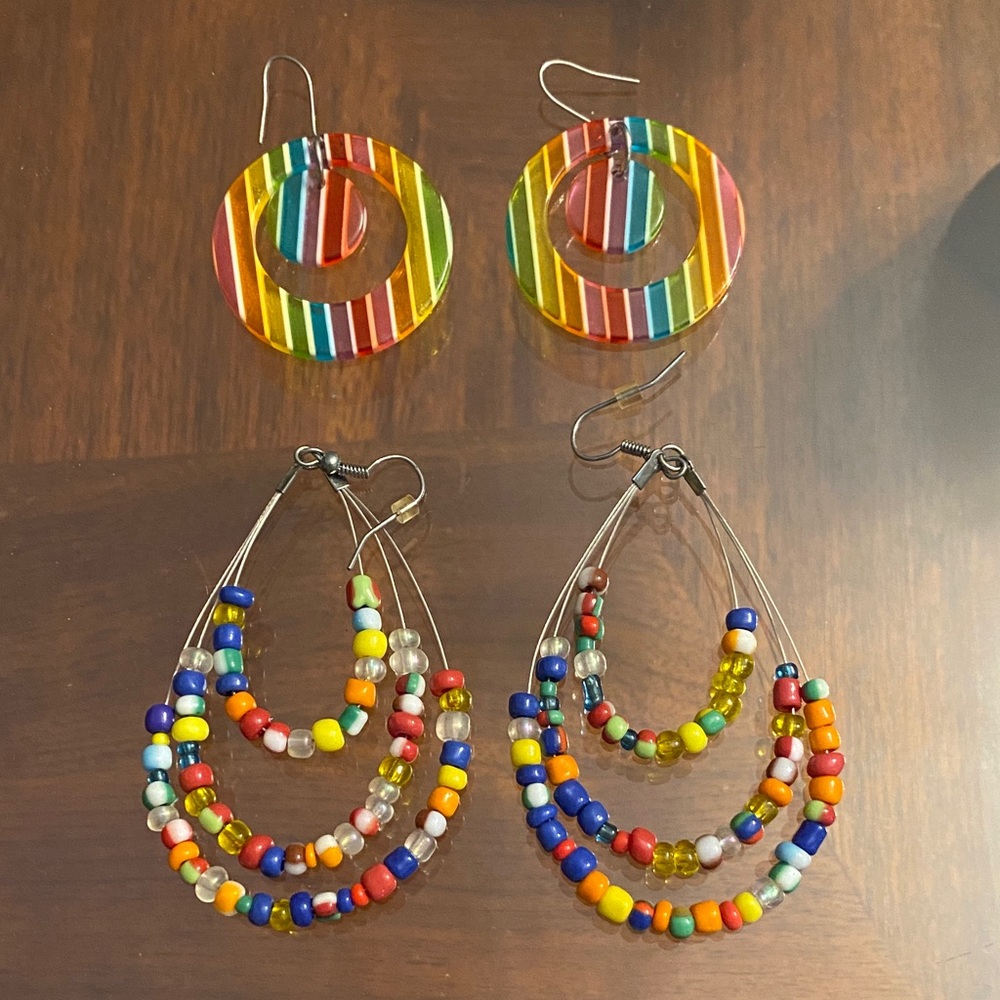 Vintage colourful earrings — set of two